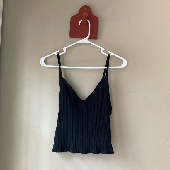 H & M Divided Black V Neck Crop Top L - Picture 2 of 6